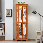 Lighted Glass Curio Display Cabinet,Display Cabinet,Glass Storage Cabinet Glass Wine cabinet Wood Frame Toy Display