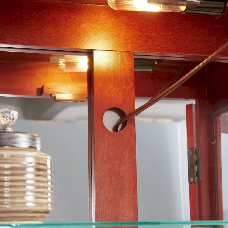 Lighted Glass Curio Display Cabinet,Display Cabinet,Glass Storage Cabinet Glass Wine cabinet Wood Frame Toy Display