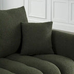 Green 82 Teddy Upholstered 3-Seater Sofa with 3 Back Pillows and Solid Wood Frame