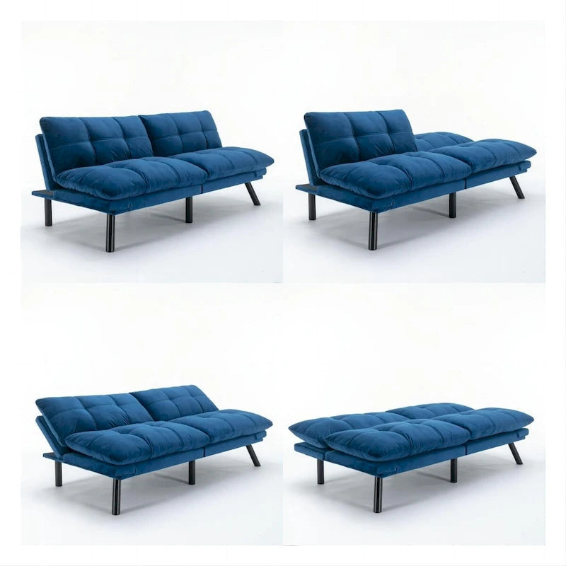 Navy Blue 70.87 Convertible Folding Sofa Bed with Adjustable Armrests