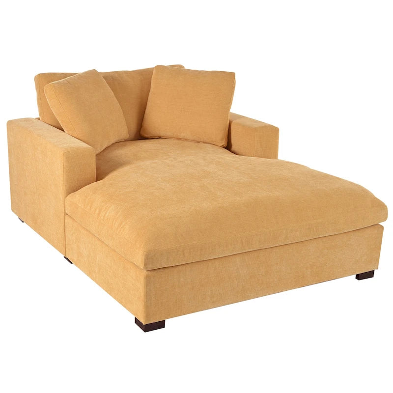 53.5 Chaise Lounge Chair with Solid Wood Legs and Comfort Pillows