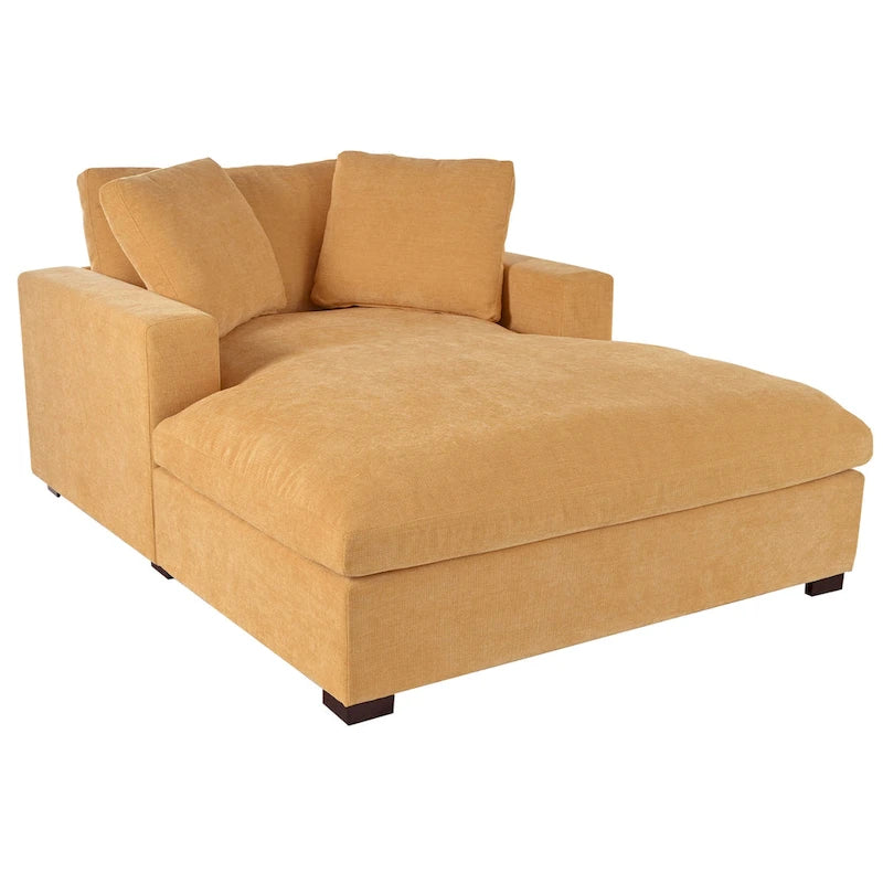 53.5 Chaise Lounge Chair with Solid Wood Legs and Comfort Pillows