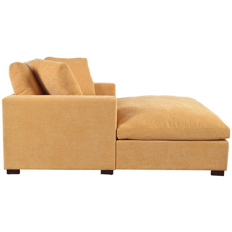 53.5 Chaise Lounge Chair with Solid Wood Legs and Comfort Pillows