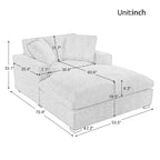 53.5 Chaise Lounge Chair with Solid Wood Legs and Comfort Pillows