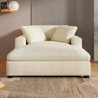 53.5 Chaise Lounge Chair with Solid Wood Legs and Comfort Pillows