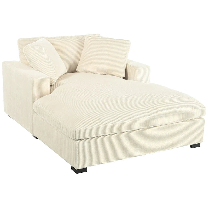 53.5 Chaise Lounge Chair with Solid Wood Legs and Comfort Pillows
