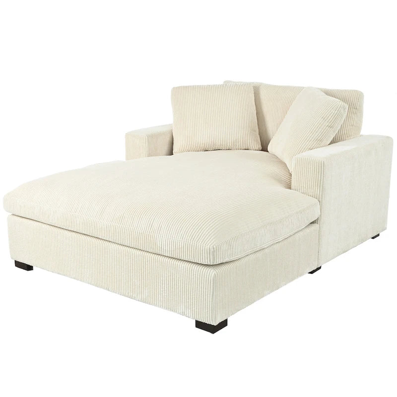 53.5 Chaise Lounge Chair with Solid Wood Legs and Comfort Pillows