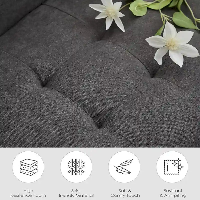 62 Inch Linen Upholstered Modern Loveseat Sofa