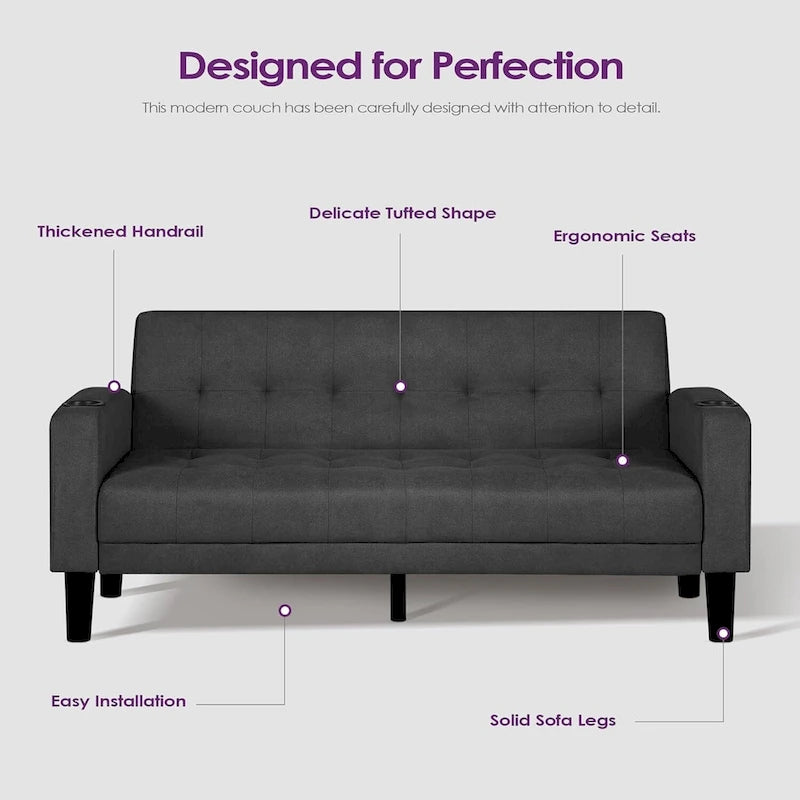 62 Inch Linen Upholstered Modern Loveseat Sofa