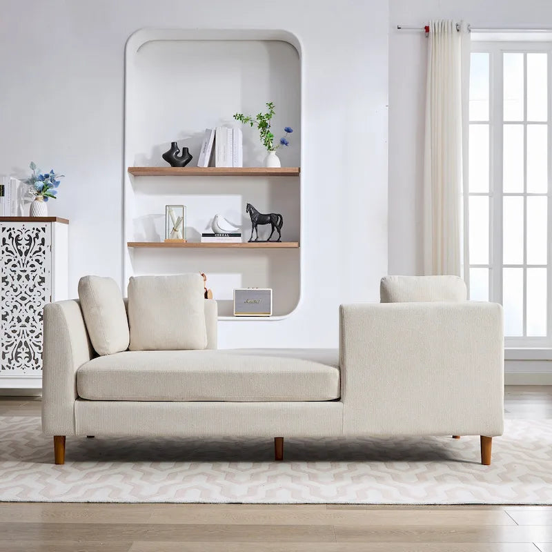 Wide Modern Double-Sided Upholstered Chaise Lounge