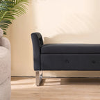 67.91Wide Velvet Storage Soft Bench with Armrests for Living Room, Entryway and Bedroom