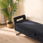 67.91Wide Velvet Storage Soft Bench with Armrests for Living Room, Entryway and Bedroom
