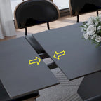 63-94Modern Extendable Dining Table for 6-10, Matte Black Kitchen Table with Black Carbon Steel Legs