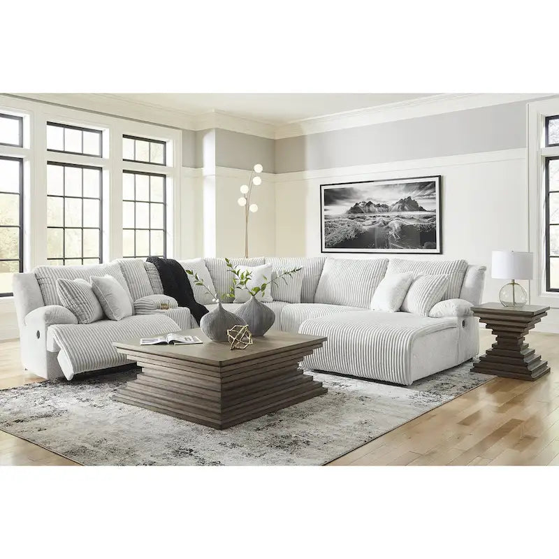 Signature Design by Ashley Top Tier Light Gray 6-Piece Reclining Sectional with Chaise - 149.5W x 132.5D x 40H