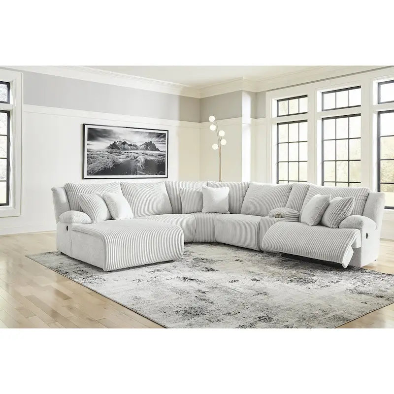 Signature Design by Ashley Top Tier Light Gray 6-Piece Reclining Sectional with Chaise - 149.5W x 132.5D x 40H