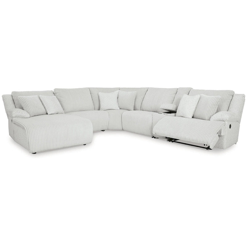 Signature Design by Ashley Top Tier Light Gray 6-Piece Reclining Sectional with Chaise - 149.5W x 132.5D x 40H