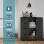 Costway Wooden 4 Drawer Bathroom Floor Cabinet Storage Cupboard 2