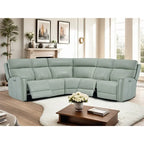 Genuine Leather Power Recliner Sectional Sofa with Ajustable Headrest, Dual Power, USB&USB-C Port