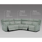 Genuine Leather Power Recliner Sectional Sofa with Ajustable Headrest, Dual Power, USB&USB-C Port