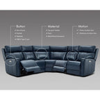 Genuine Leather Power Recliner Sectional Sofa with Ajustable Headrest, Dual Power, USB&USB-C Port
