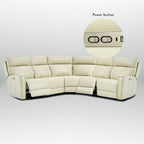 Genuine Leather Power Recliner Sectional Sofa with Ajustable Headrest, Dual Power, USB&USB-C Port