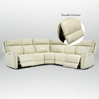 Genuine Leather Power Recliner Sectional Sofa with Ajustable Headrest, Dual Power, USB&USB-C Port