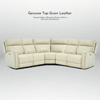 Genuine Leather Power Recliner Sectional Sofa with Ajustable Headrest, Dual Power, USB&USB-C Port