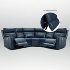 Genuine Leather Power Recliner Sectional Sofa with Ajustable Headrest, Dual Power, USB&USB-C Port