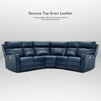 Genuine Leather Power Recliner Sectional Sofa with Ajustable Headrest, Dual Power, USB&USB-C Port