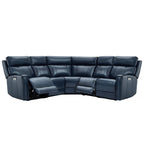 Genuine Leather Power Recliner Sectional Sofa with Ajustable Headrest, Dual Power, USB&USB-C Port