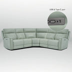 Genuine Leather Power Recliner Sectional Sofa with Ajustable Headrest, Dual Power, USB&USB-C Port