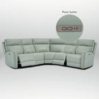 Genuine Leather Power Recliner Sectional Sofa with Ajustable Headrest, Dual Power, USB&USB-C Port