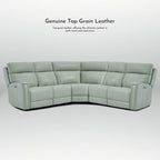 Genuine Leather Power Recliner Sectional Sofa with Ajustable Headrest, Dual Power, USB&USB-C Port