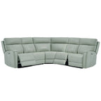 Genuine Leather Power Recliner Sectional Sofa with Ajustable Headrest, Dual Power, USB&USB-C Port