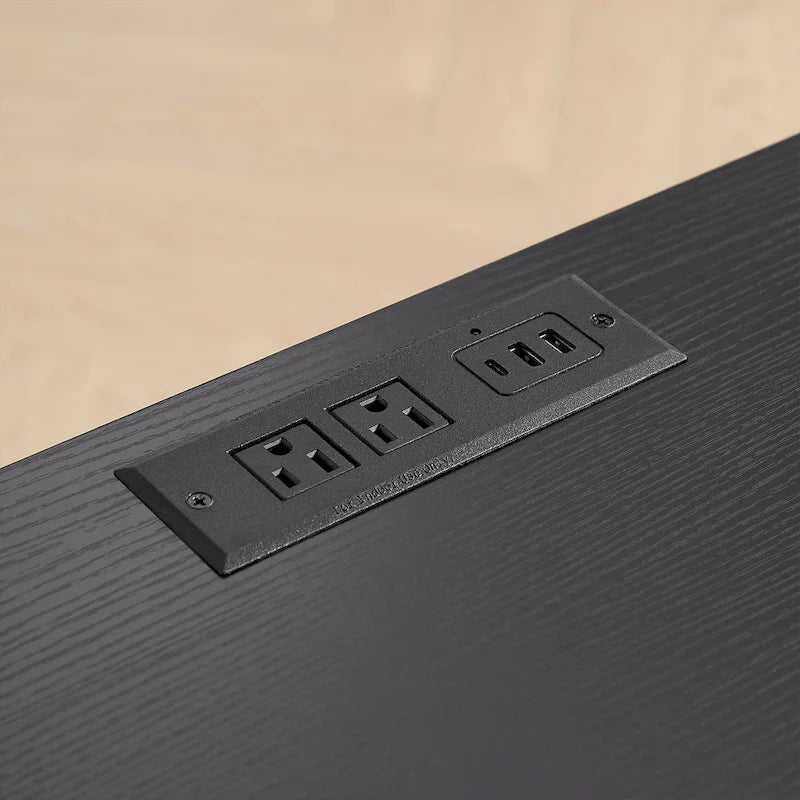 Mid Century Desk with USB Ports and Power Outlet, Modern Writing Study Desk with Drawers,Home Office Computer Desk