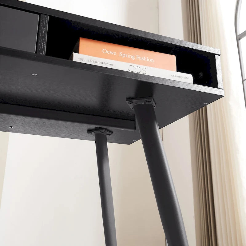 Mid Century Desk with USB Ports and Power Outlet, Modern Writing Study Desk with Drawers,Home Office Computer Desk