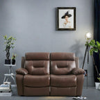 63 Genuine Leather 2-Seater Reclining Sofa with Overstuffed Armrests