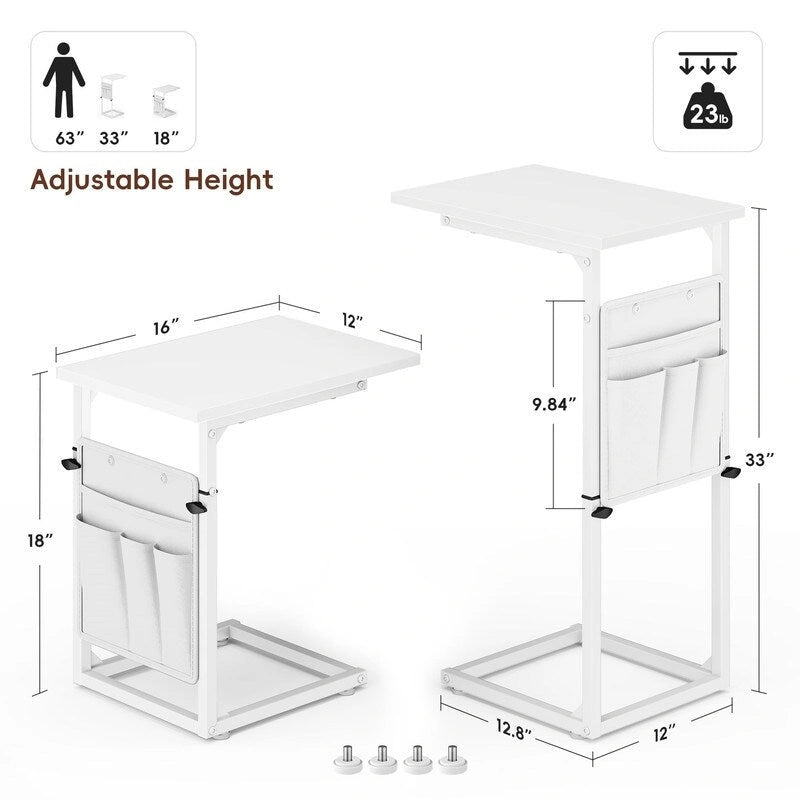 C Shaped End Table - 16D x 12W x 33H