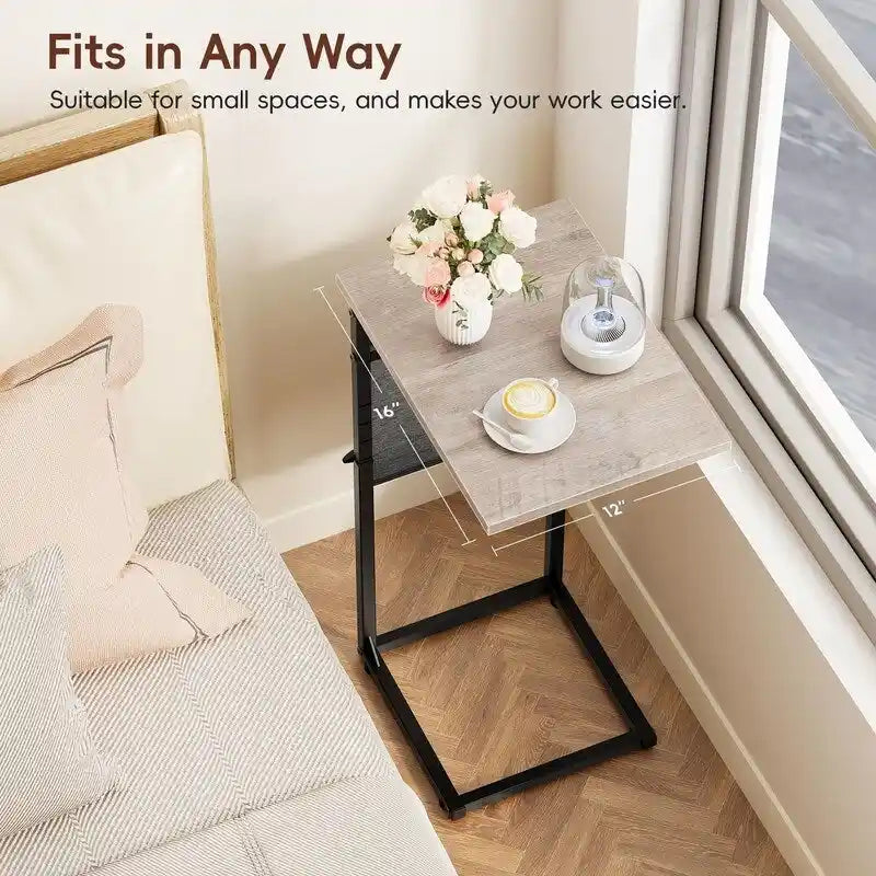 C Shaped End Table - 16D x 12W x 33H
