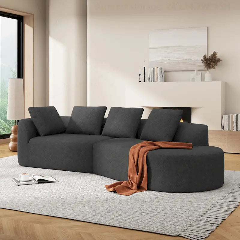 Modern Curved Sectional Sofa with High-Quality Upholstery and Spacious Seating