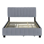 Queen Size Velvet Platform Bed with 1 Twin XL Trundle Upholstered Bed Frame and 2 Drawers Storage Bed No Box Spring Needed