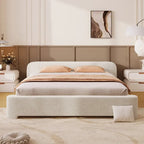 Full Size Upholstered Bed Frame Modern Platform Bed with Wingback Headboard for Guest Room, No Box Spring Needed