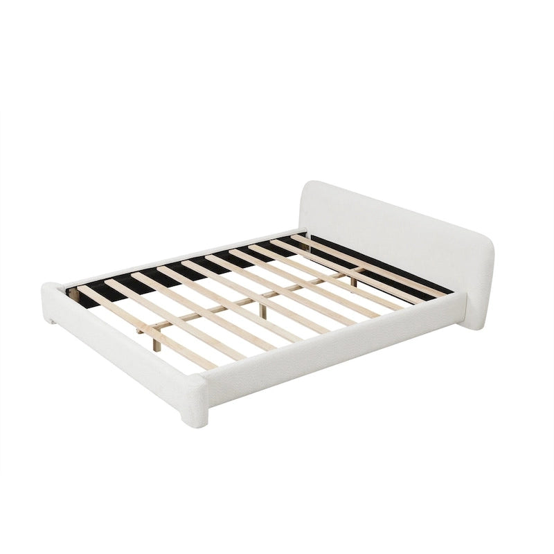 Full Size Upholstered Bed Frame Modern Platform Bed with Wingback Headboard for Guest Room, No Box Spring Needed