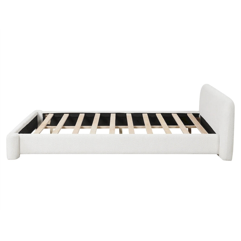 Full Size Upholstered Bed Frame Modern Platform Bed with Wingback Headboard for Guest Room, No Box Spring Needed