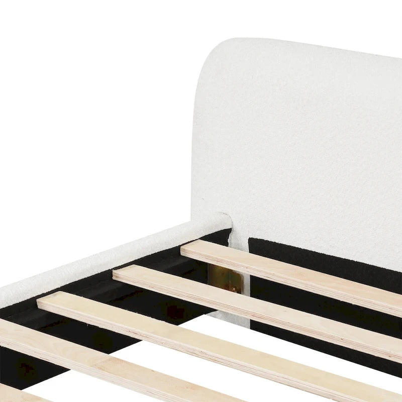 Full Size Upholstered Bed Frame Modern Platform Bed with Wingback Headboard for Guest Room, No Box Spring Needed