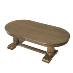 7 Pcs Solid Wood Dining Table Set, , Kitchen Extendable Dining Table Set with Curved Table and 6 Upholstered Chairs