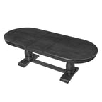 7 Pcs Solid Wood Dining Table Set, , Kitchen Extendable Dining Table Set with Curved Table and 6 Upholstered Chairs