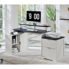 67 Modern L Shaped Desk, Wood Home Office Desk with Charging Station