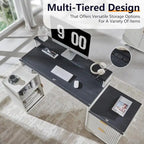 67 Modern L Shaped Desk, Wood Home Office Desk with Charging Station