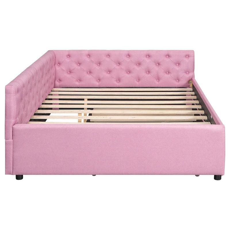 Full XL Solid Wood Platform Bed with Twin XL Trundle, Pine Frame